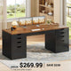 SEDETA 59.1 Inch Computer Desk with 8 Drawers Power Outlet Executive Home Office Desk with File Drawers Wood Workstation with USB Type-C Charging Station