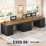 SEDETA | 110.2 Inch Long Two Person Desk with 9 Drawers Power Outlets for Home Office Long Computer Desk with Storage Cabinet Gaming Double Desk Two Person Desk