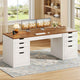 SEDETA | 59.1 Inch Home Office Desk with 8 Drawers Power Outlet Computer Desk with File Drawers Wood Executive Desk with USB Type-C Charging Station