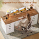 SEDETA | 59.1 Inch Home Office Desk with 8 Drawers Power Outlet Computer Desk with File Drawers Wood Executive Desk with USB Type-C Charging Station