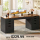 SEDETA | 59.1 Inch Home Office Desk with 8 Drawers Power Outlet Computer Desk with File Drawers Wood Executive Desk with USB Type-C Charging Station