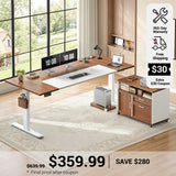 SEDETA 71 Inch L Shaped Standing Desk with Drawers File Cabinet Electric Height Adjustable Sit Stand Desk with Power Outlets CPU Stand Large Executive Computer Desk for Home Office