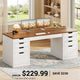 SEDETA | 59.1 Inch Home Office Desk with 8 Drawers Power Outlet Computer Desk with File Drawers Wood Executive Desk with USB Type-C Charging Station