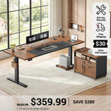 SEDETA 71 Inch L Shaped Standing Desk with Drawers File Cabinet Electric Height Adjustable Sit Stand Desk with Power Outlets CPU Stand Large Executive Computer Desk for Home Office