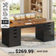 SEDETA 59.1 Inch Computer Desk with 8 Drawers Power Outlet Executive Home Office Desk with File Drawers Wood Workstation with USB Type-C Charging Station