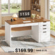 SEDETA® 47.2 Inch Office Desk with 4 Drawers Computer Desk with Power Strip Small Home Office Desk with Legal/Letter/A4 Size File Drawer Handleless Desk for Work Writing Gaming