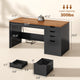 SEDETA® 47.2 Inch Office Desk with 4 Drawers Computer Desk with Power Strip Small Home Office Desk with Legal/Letter/A4 Size File Drawer Handleless Desk for Work Writing Gaming