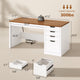 SEDETA® 47.2 Inch Office Desk with 4 Drawers Computer Desk with Power Strip Small Home Office Desk with Legal/Letter/A4 Size File Drawer Handleless Desk for Work Writing Gaming