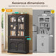 SEDETA® 70 Inch Tall Farmhouse Bookshelf for Home Office with Glass Doors Drawer Bookshelf Floor Standing 6 Shelf Display Storage Shelves Bookcases for Living Room