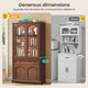 SEDETA® 70 Inch Tall Farmhouse Bookshelf for Home Office with Glass Doors Drawer Bookshelf Floor Standing 6 Shelf Display Storage Shelves Bookcases for Living Room