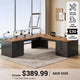 SEDETA 67 Inch L-Shaped Computer Desk with 8 Drawers Power Outlet Corner Home Office Desk with File Drawers 4 AC Outlets USB Type-C Charging Executive Desk with Storage