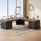 SEDETA® 67 Inch L-Shaped Executive Desk with 8 Drawers Power Outlet Corner Home Office Desk with File Drawers 4 AC Outlets USB Type-C Charging Computer Desk with Storage