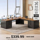 SEDETA® 67 Inch L-Shaped Executive Desk with 8 Drawers Power Outlet Corner Home Office Desk with File Drawers 4 AC Outlets USB Type-C Charging Computer Desk with Storage