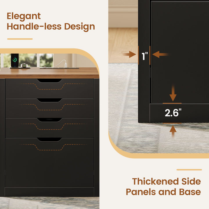 SEDETA® 67 Inch L-Shaped Executive Desk with 8 Drawers Power Outlet Corner Home Office Desk with File Drawers 4 AC Outlets USB Type-C Charging Computer Desk with Storage