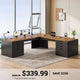 SEDETA® 67 Inch L-Shaped Executive Desk with 8 Drawers Power Outlet Corner Home Office Desk with File Drawers 4 AC Outlets USB Type-C Charging Computer Desk with Storage