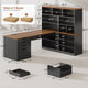 SEDETA® 68.9 Inch L Shaped Executive Desk with Bookshelf 4 Drawers  Computer Desk with File Cabinet Storage Shelves Corner Desk with Power Outlet for Home Office