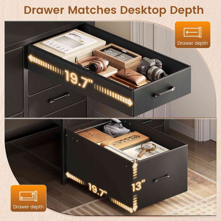 SEDETA 78.7 Inch Computer Desk with 7 Drawers Long Office Desk with Pegboard and Adjustable Storage Gaming Desk with Power Outlet and USB-C Port Large Desk for Home Office Living Room