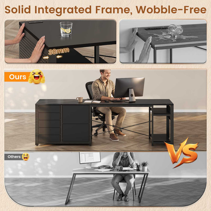 SEDETA 78.7 Inch Computer Desk with 7 Drawers Long Office Desk with Pegboard and Adjustable Storage Gaming Desk with Power Outlet and USB-C Port Large Desk for Home Office Living Room