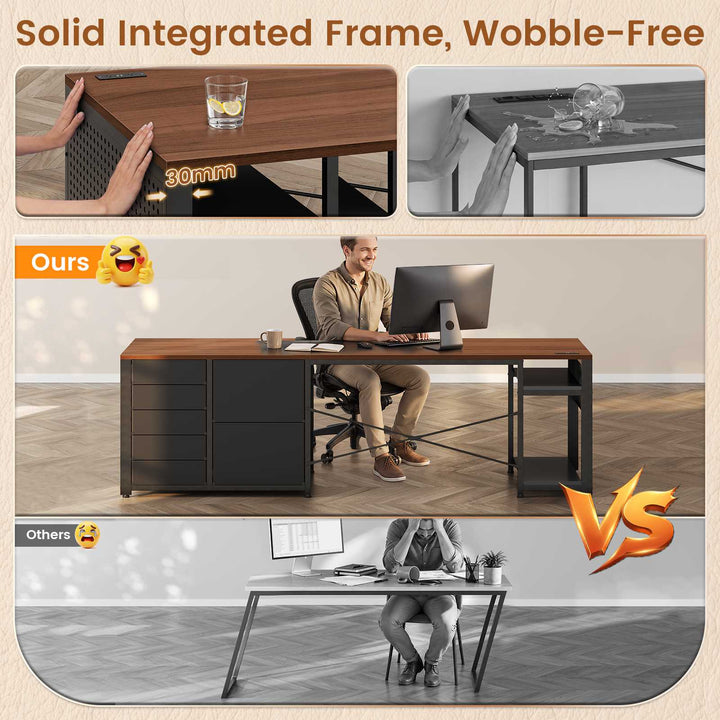 SEDETA 78.7 Inch Computer Desk with 7 Drawers Long Office Desk with Pegboard and Adjustable Storage Gaming Desk with Power Outlet and USB-C Port Large Desk for Home Office Living Room