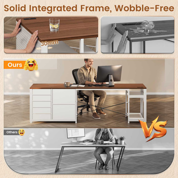 SEDETA 78.7 Inch Computer Desk with 7 Drawers Long Office Desk with Pegboard and Adjustable Storage Gaming Desk with Power Outlet and USB-C Port Large Desk for Home Office Living Room