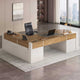 SEDETA 70.1 Inch Farmhouse Executive L Shaped Desk with Drawers Large Office Computer Desk with File Drawers Adjustable Storage Cabinet Power Outlet Modern L Desk for Home Office