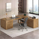 SEDETA 70.1 Inch Farmhouse Executive L Shaped Desk with Drawers Large Office Computer Desk with File Drawers Adjustable Storage Cabinet Power Outlet Modern L Desk for Home Office