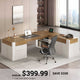 SEDETA 70.1 Inch Farmhouse Executive L Shaped Desk with Drawers Large Office Computer Desk with File Drawers Adjustable Storage Cabinet Power Outlet Modern L Desk for Home Office