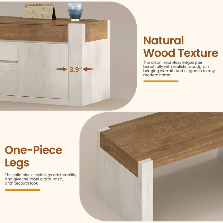 SEDETA 63 Inch Farmhouse Executive L Shaped Desk with Drawers Corner Computer Desk with File Drawers Office Desk with Storage Cabinet Power Outlet Modern L Desk for Home Office