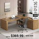 SEDETA 63 Inch Farmhouse Executive L Shaped Desk with Drawers Corner Computer Desk with File Drawers Office Desk with Storage Cabinet Power Outlet Modern L Desk for Home Office
