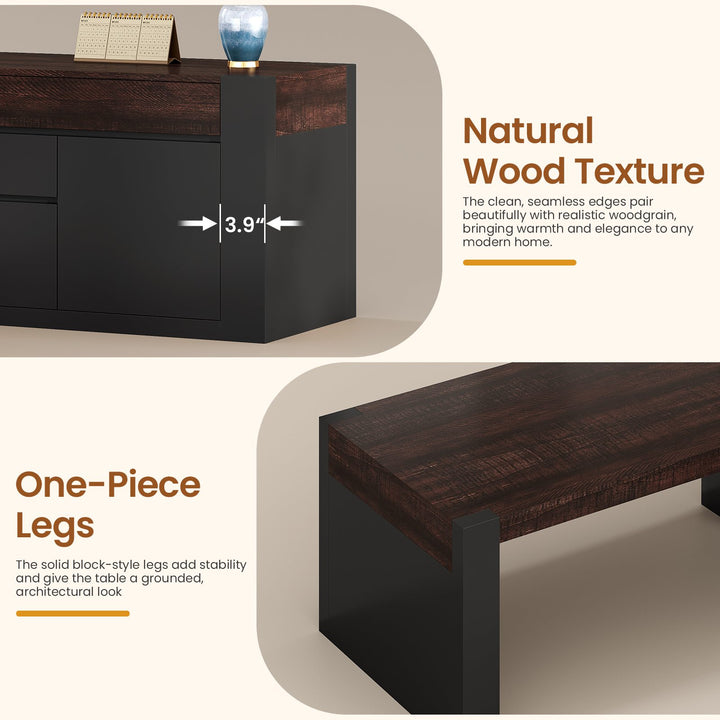 SEDETA 63 Inch Farmhouse Executive L Shaped Desk with Drawers Corner Computer Desk with File Drawers Office Desk with Storage Cabinet Power Outlet Modern L Desk for Home Office