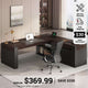 SEDETA 63 Inch Farmhouse Executive L Shaped Desk with Drawers Corner Computer Desk with File Drawers Office Desk with Storage Cabinet Power Outlet Modern L Desk for Home Office