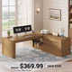 SEDETA 63 Inch Farmhouse Executive L Shaped Desk with Drawers Corner Computer Desk with File Drawers Office Desk with Storage Cabinet Power Outlet Modern L Desk for Home Office