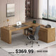 SEDETA 63 Inch Farmhouse Executive L Shaped Desk with Drawers Corner Computer Desk with File Drawers Office Desk with Storage Cabinet Power Outlet Modern L Desk for Home Office