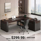 SEDETA | 63 Inch L Shaped Home Office Desk with File Drawers Farmhouse Executive Desk with Drawers Computer Desk with Storage Cabinet Power Outlet Modern L Desk for Home Office