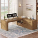 SEDETA 63 Inch Farmhouse Executive L Shaped Desk with Drawers Corner Computer Desk with File Drawers Office Desk with Storage Cabinet Power Outlet Modern L Desk for Home Office