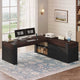 SEDETA 63 Inch Farmhouse Executive L Shaped Desk with Drawers Corner Computer Desk with File Drawers Office Desk with Storage Cabinet Power Outlet Modern L Desk for Home Office