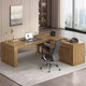 SEDETA 63 Inch Farmhouse Executive L Shaped Desk with Drawers Corner Computer Desk with File Drawers Office Desk with Storage Cabinet Power Outlet Modern L Desk for Home Office