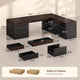 SEDETA 70.1 Inch Farmhouse Executive L Shaped Desk with Drawers Large Office Computer Desk with File Drawers Adjustable Storage Cabinet Power Outlet Modern L Desk for Home Office