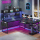 SEDETA® 67 Inch LED Gaming Desk Reversible L Shaped Computer Desk with Power Outlet Pegboard Storage Bag for Home Office