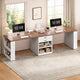 SEDETA® 90.5 Inch Two Person Computer Desk Long Office Desk Writing Desk with Two Drawers Storage Shelves for Home Office