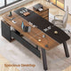SEDETA 71 Inch Executive Desk with File Cabinet Office Desk with Drawers and Shelves L Shaped Computer Desk with Power Outlets