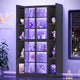 SEDETA 64 Inch Display Cabinet with Glass Doors 6 Tier Tall Bookcase with LED Lights Curio Cabinet with Adjustable Shelves