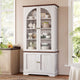 SEDETA 71 Inch Farmhouse Arched Bookcase with Glass Doors Tall Bookshelves with 4-Tier Wooden Pantry Storage Cabinet Adjustable Shelves