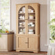 SEDETA 71 Inch Farmhouse Arched Bookcase with Glass Doors Tall Bookshelves with 4-Tier Wooden Pantry Storage Cabinet Adjustable Shelves