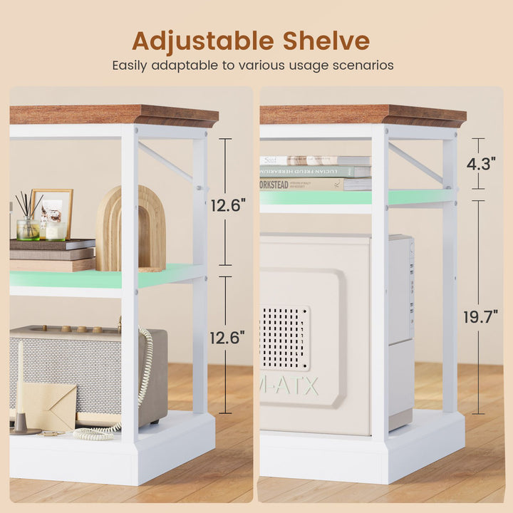 SEDETA® 57.9 Inch Farmhouse L Shaped Computer Desk with Storage Shelves and File Drawers for Home Office