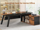 SEDETA 71 Inch Executive Desk with File Cabinet Office Desk with Drawers and Shelves L Shaped Computer Desk with Power Outlets