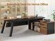 SEDETA 71 Inch Executive Desk with File Cabinet Office Desk with Drawers and Shelves L Shaped Computer Desk with Power Outlets