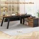 SEDETA 71 Inch Executive Desk with File Cabinet Office Desk with Drawers and Shelves L Shaped Computer Desk with Power Outlets
