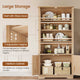 SEDETA 71 Inch Farmhouse Arched Bookcase with Glass Doors Tall Bookshelves with 4-Tier Wooden Pantry Storage Cabinet Adjustable Shelves