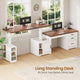 SEDETA 63 Inch L Shaped Electric Standing Desk Height Adjustable Computer Desk Farmhouse with Drawers Shelves and Power Outlet